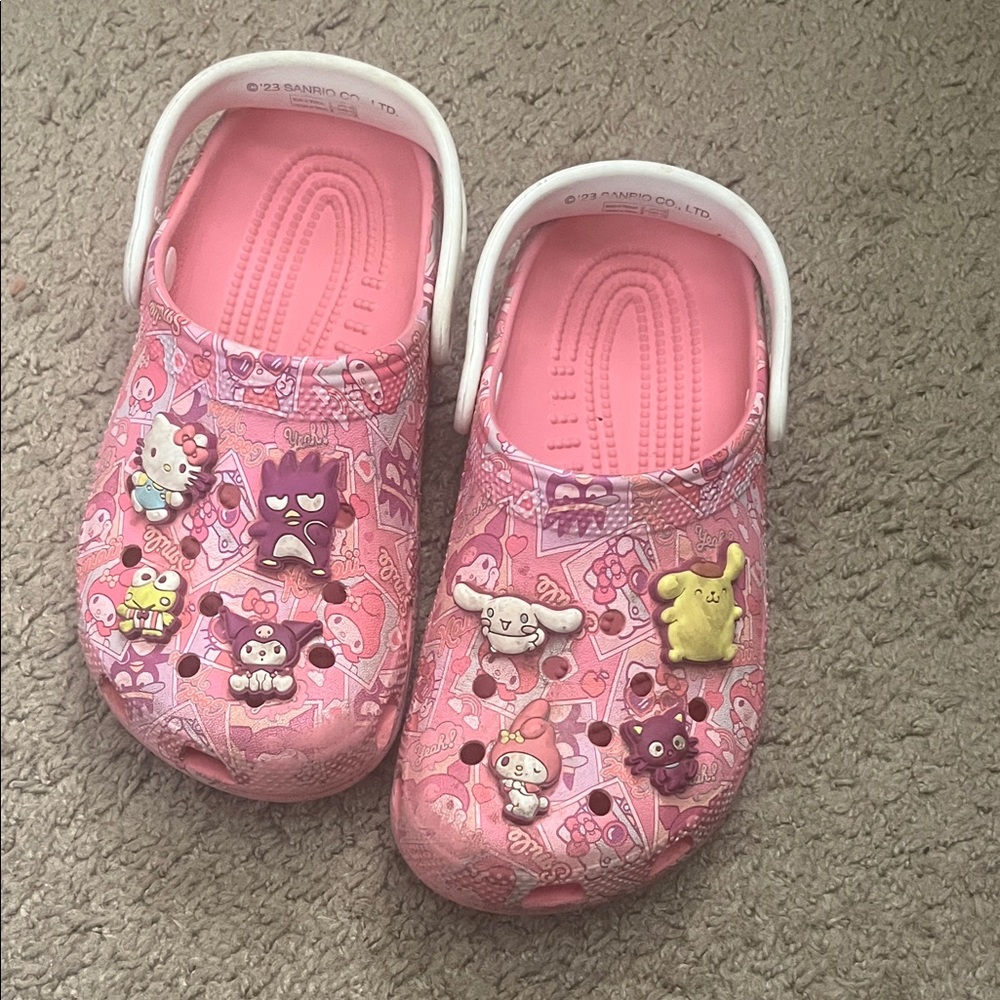 CROCS Pink Kids Sandals with Cartoon Charms
